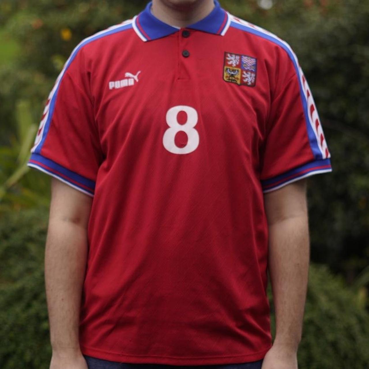 1996 Czech Republic Home Shirt by Puma - Poborsky #8. Size XL