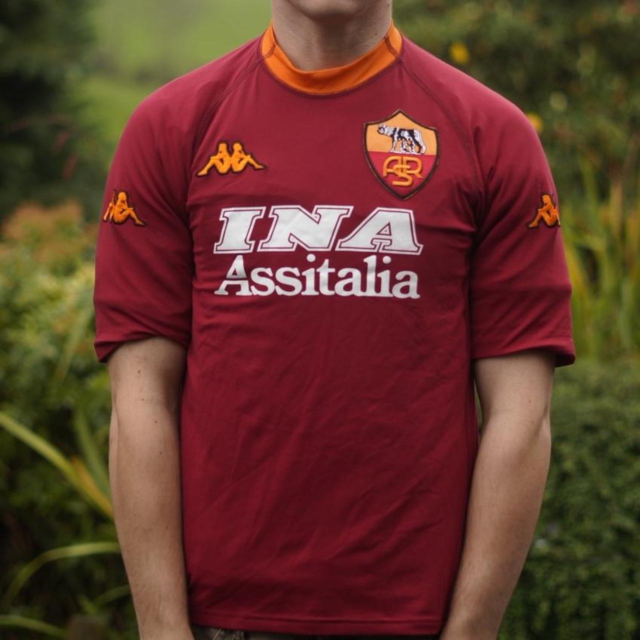 2000/01 AS Roma Home Shirt by Kappa - Montella #9. Size Medium