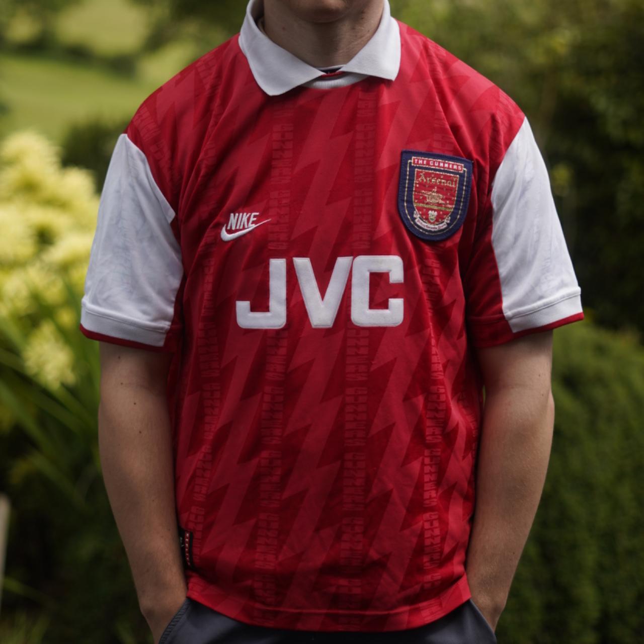 1994/95 Arsenal Home Shirt by Nike - Bergkamp #10. Size Medium