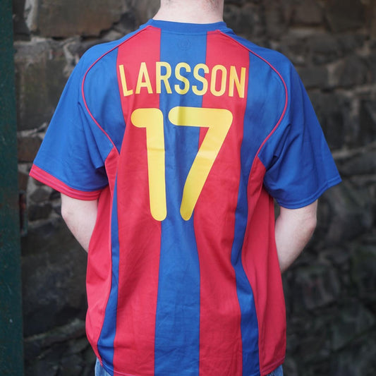 2004/05 Barcelona Home Shirt by Nike - Larsson #17. Size Large.