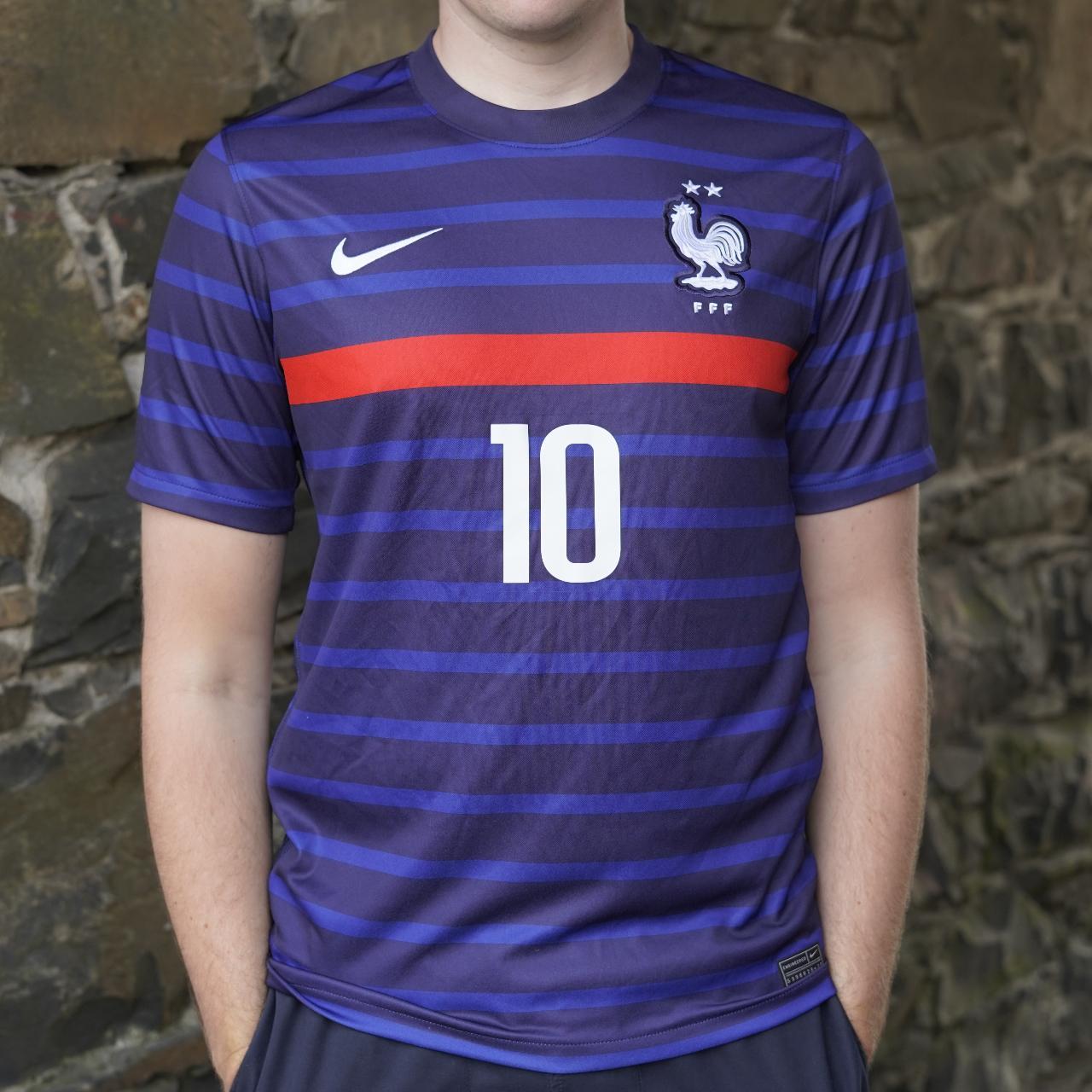 2019/20 France Home Shirt by Nike - Mbappe #10. Size Medium.