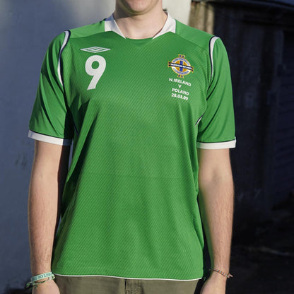 2009 Northern Ireland Match Detail Shirt by Umbro - "#9 (Healy)". Size Large.