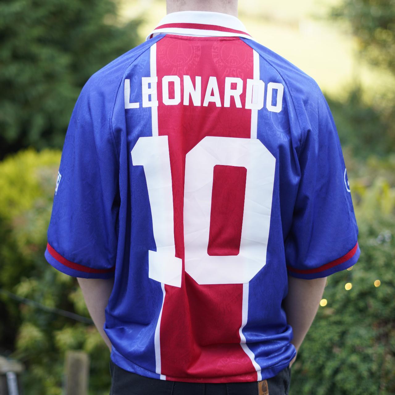 1996/97 PSG Home Shirt by Nike - Leonardo #10. Size Large.