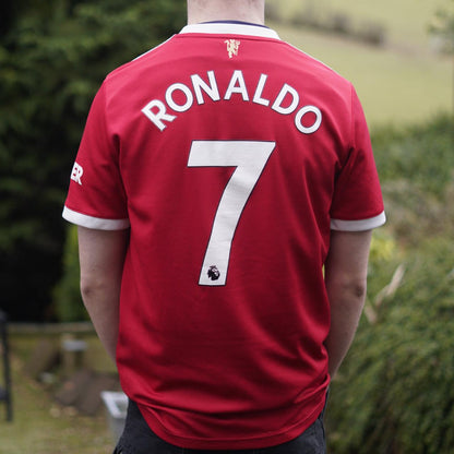 2021/22 Manchester United Home Shirt by Adidas - "Ronaldo #7". Size Medium