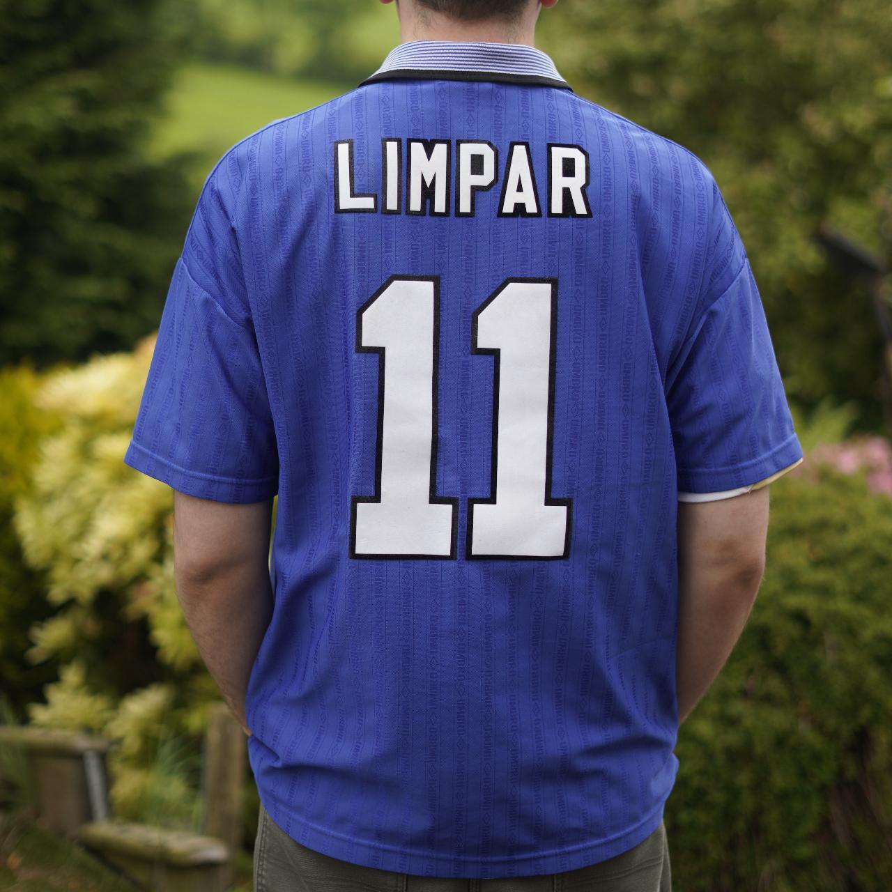 1995/97 Everton Home Shirt by Umbro - Limpar #11. Size XL