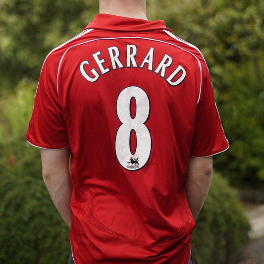 2006/08 Liverpool Home Shirt by Adidas - Gerrard #8. Size Medium