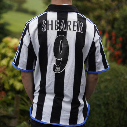 1999/00 Newcastle United Home Shirt by Adidas - Shearer #9. Size Medium.