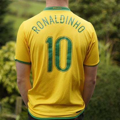 2006 Brazil Home Shirt by Nike - Ronaldinho #10. Size Small