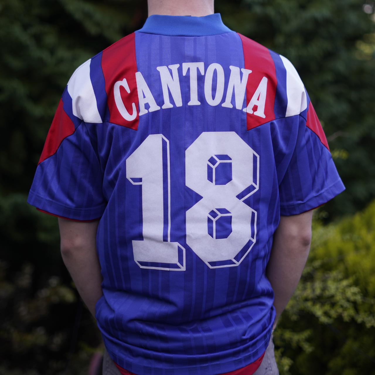 1992 France Home Shirt by Adidas - Cantona #18. Size Large