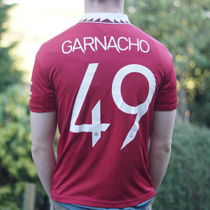 2022/23 Manchester United Home Shirt by Adidas - Garnacho #49. Size XS