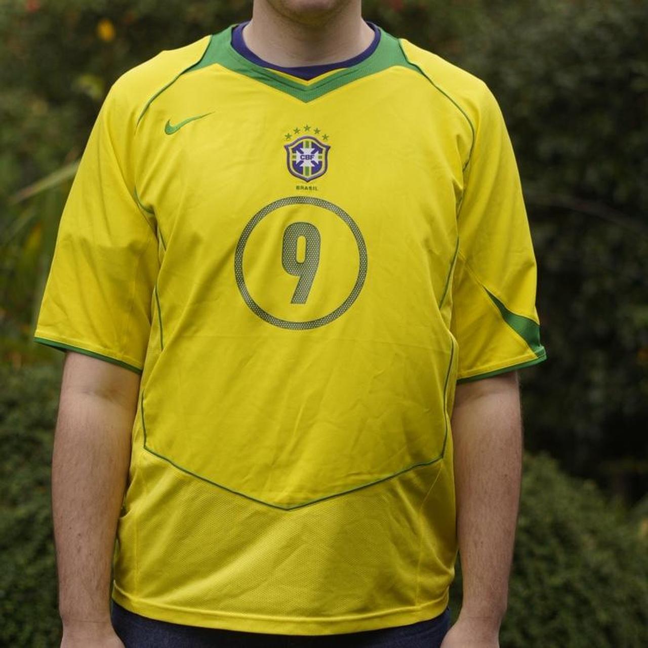 2004 Brazil Home Shirt by Nike - Ronaldo #9. Size XL
