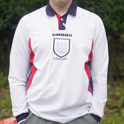 1998 England Home Shirt by Umbro - Long Sleeve. Size Large