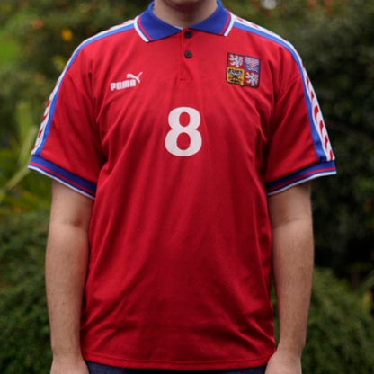 1996 Czech Republic Home Shirt by Puma - Poborsky #8. Size XL
