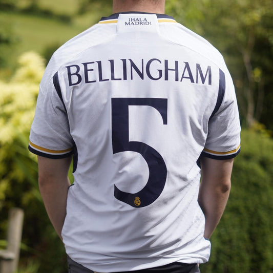 2023/24 Real Madrid Home Shirt by Adidas - Bellingham #5. Size Medium