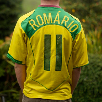 2004 Brazil Home Shirt by Nike - Romario #11. Size Medium
