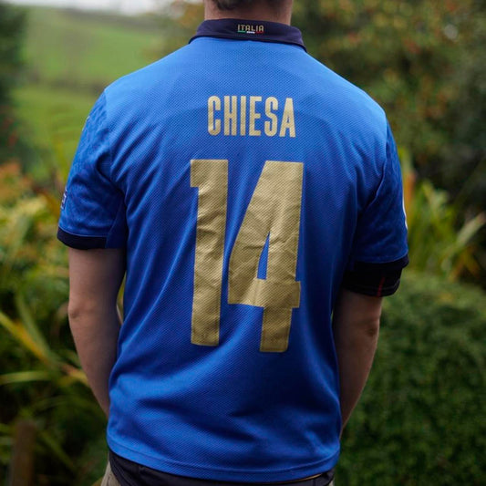 2020/21 Italy Home Shirt by Puma - Chiesa #14. Size Medium