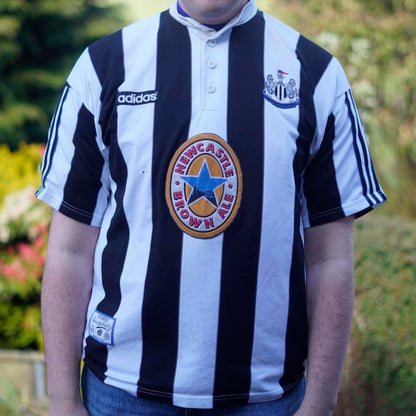 1995/97 Newcastle United Home Shirt by Adidas Beardsley #8. Size Large