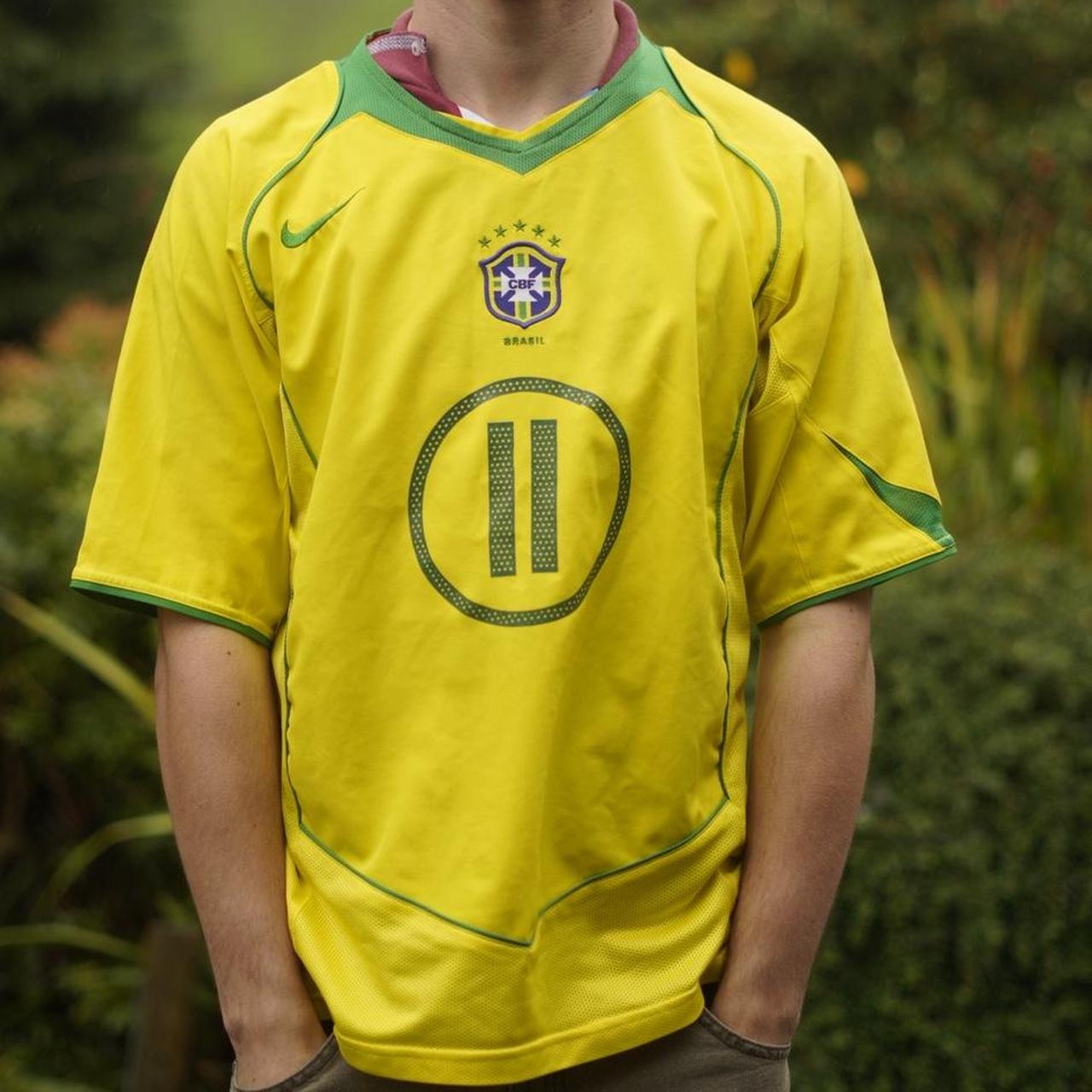 2004 Brazil Home Shirt by Nike - Romario #11. Size Medium