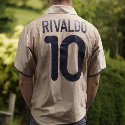 2001/02 Barcelona Away Shirt by Nike - Rivaldo #10. Size Medium