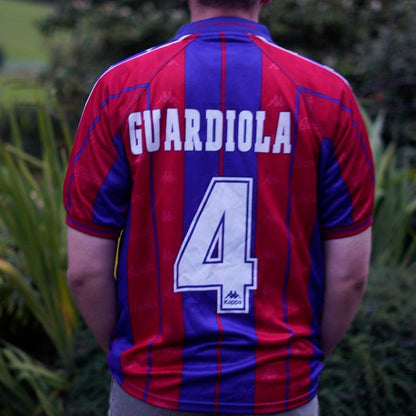 1997/98 Barcelona Home Shirt by Kappa - Guardiola #4. Size XL