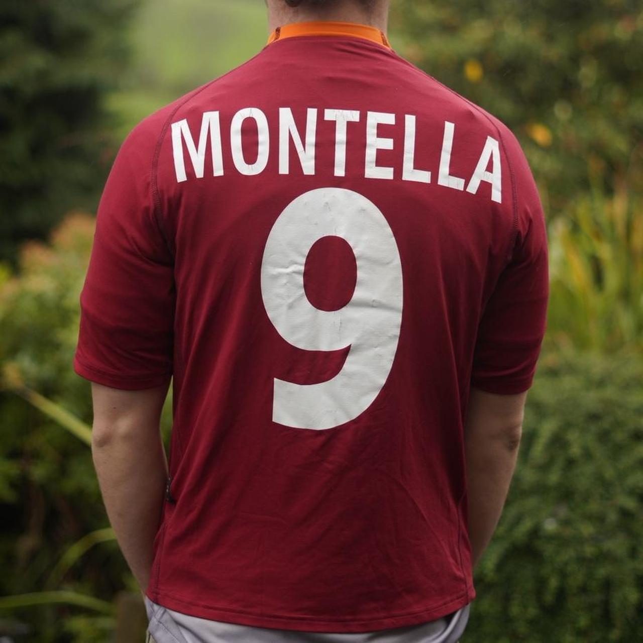 2000/01 AS Roma Home Shirt by Kappa - Montella #9. Size Medium